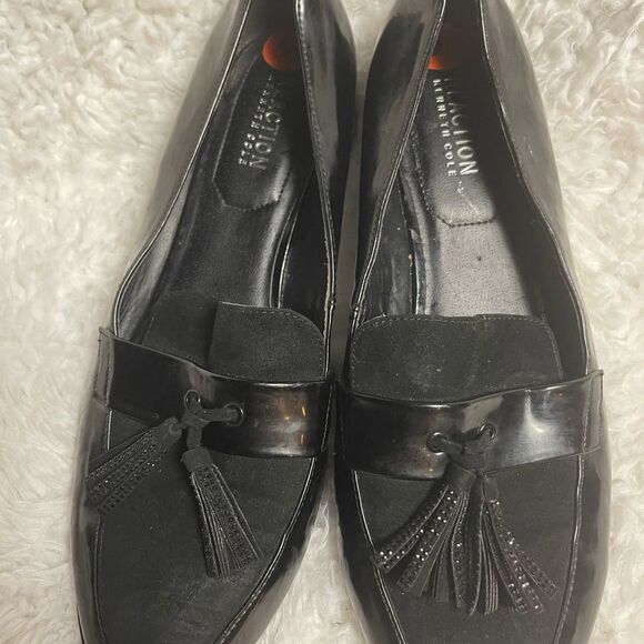 Kenneth Cole Reaction synthetic patent & suede loafers tassel accent SZ9.5 - Picture 8 of 11